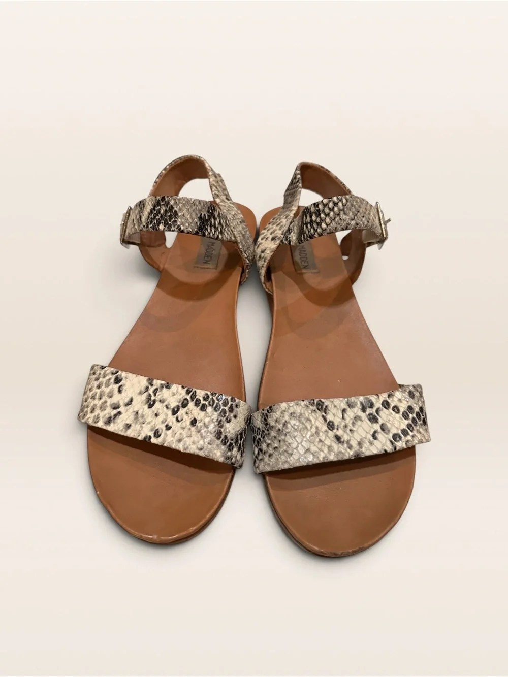 Steve Madden Aida Snake Print Leather Flatform Sandals Size 9M